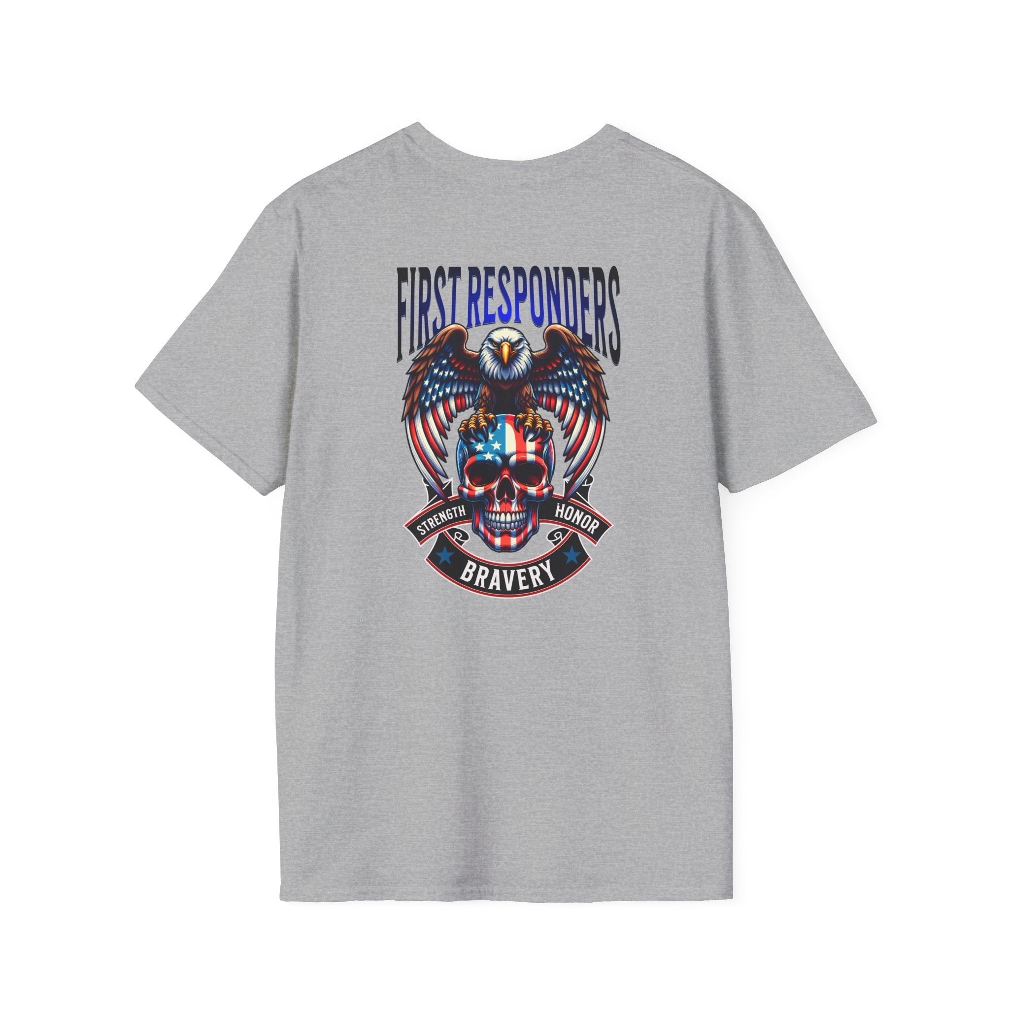 Skull American first responders Unisex Softstyle T-Shirt