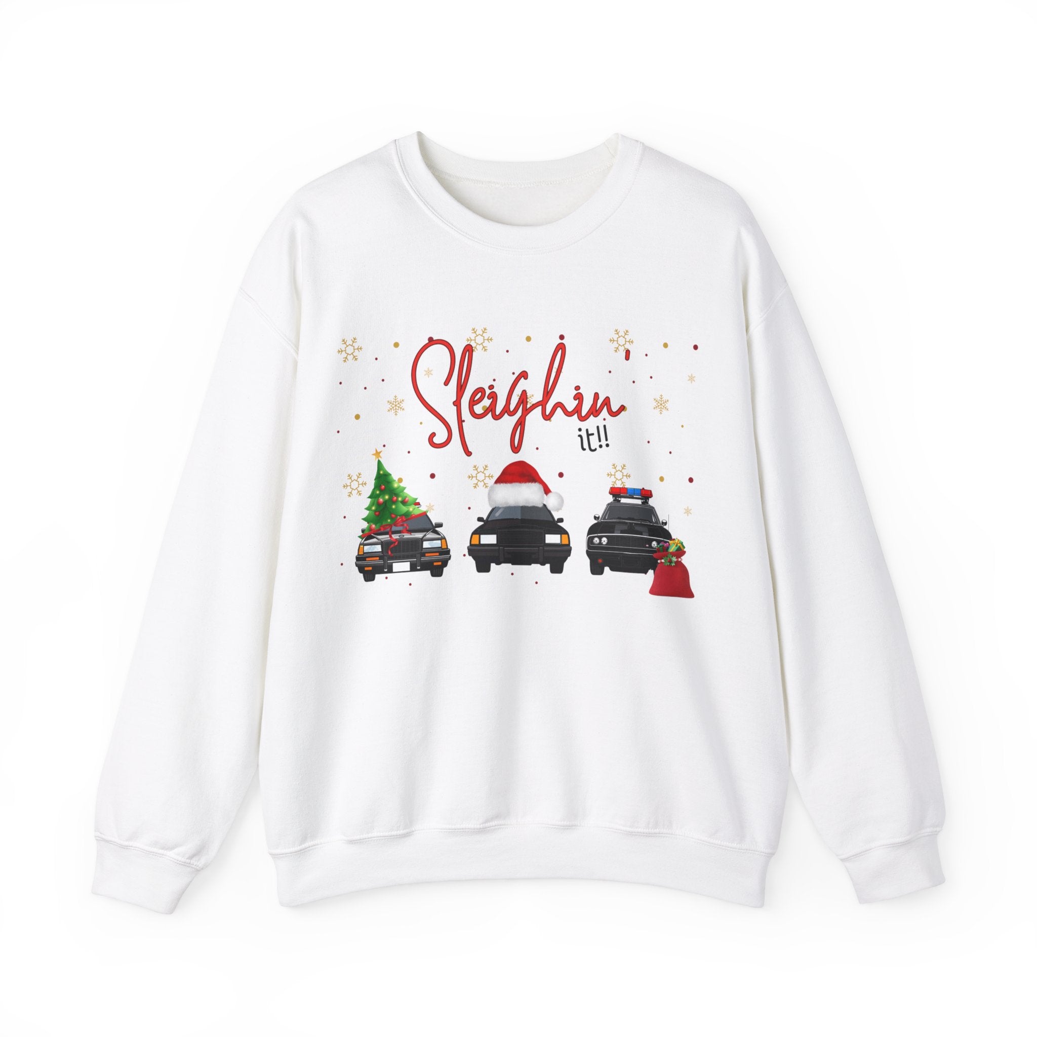 Sleighin it Unisex Heavy Blend™ Crewneck Sweatshirt Officer Christmas gift idea