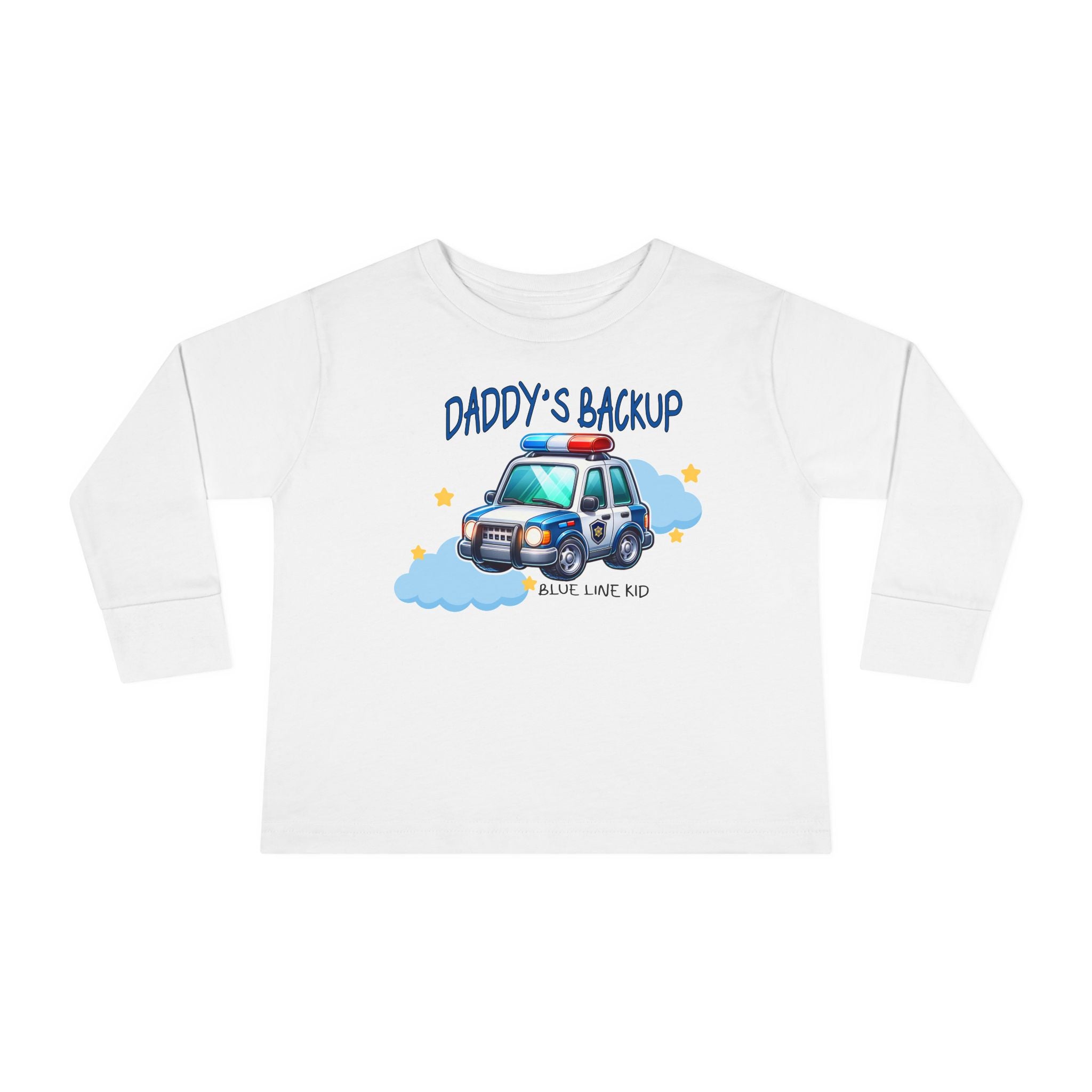 Daddys back up Toddler Long Sleeve Tee / police son shirt /blue line kid / officer child gift idea / police kid