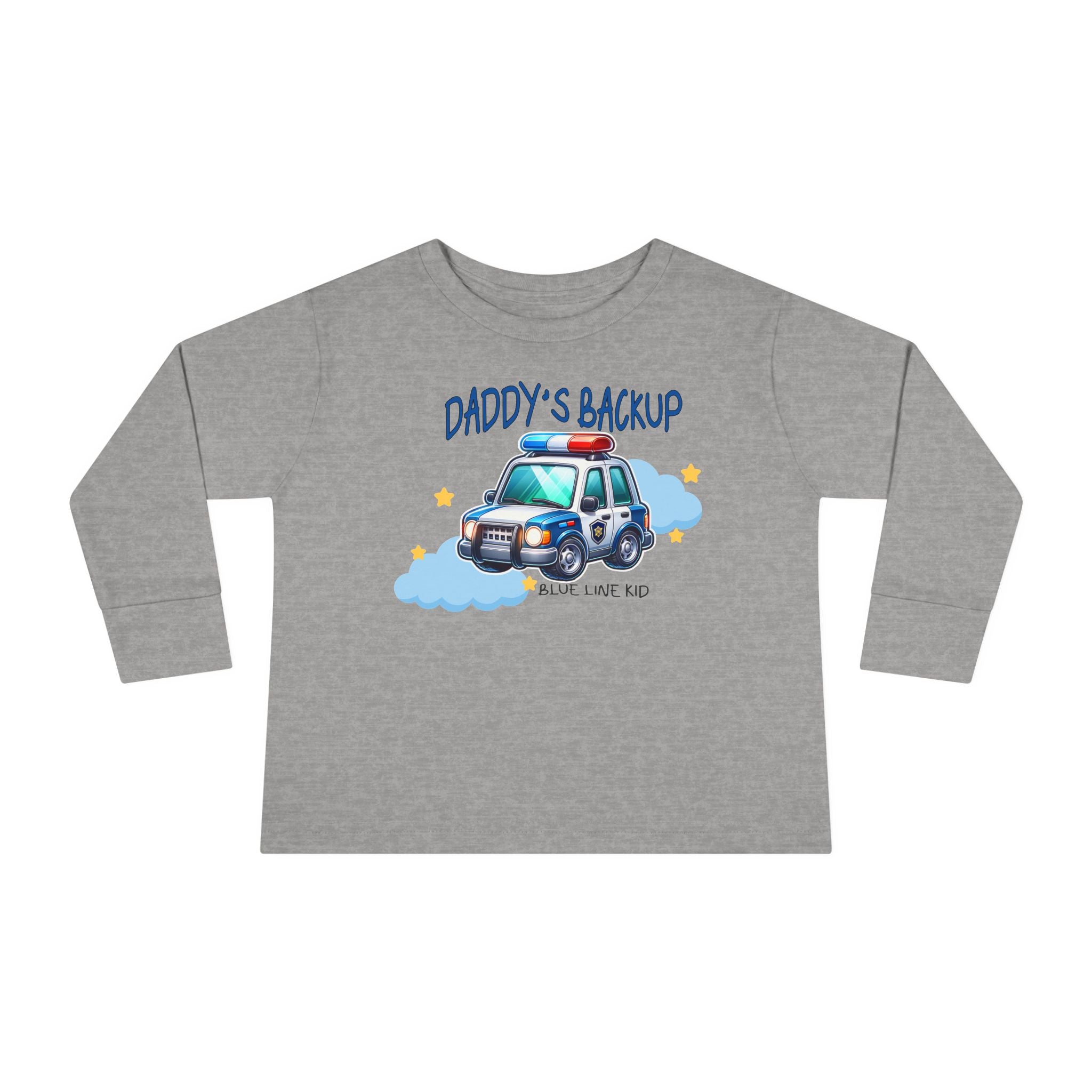 Daddys back up Toddler Long Sleeve Tee / police son shirt /blue line kid / officer child gift idea / police kid