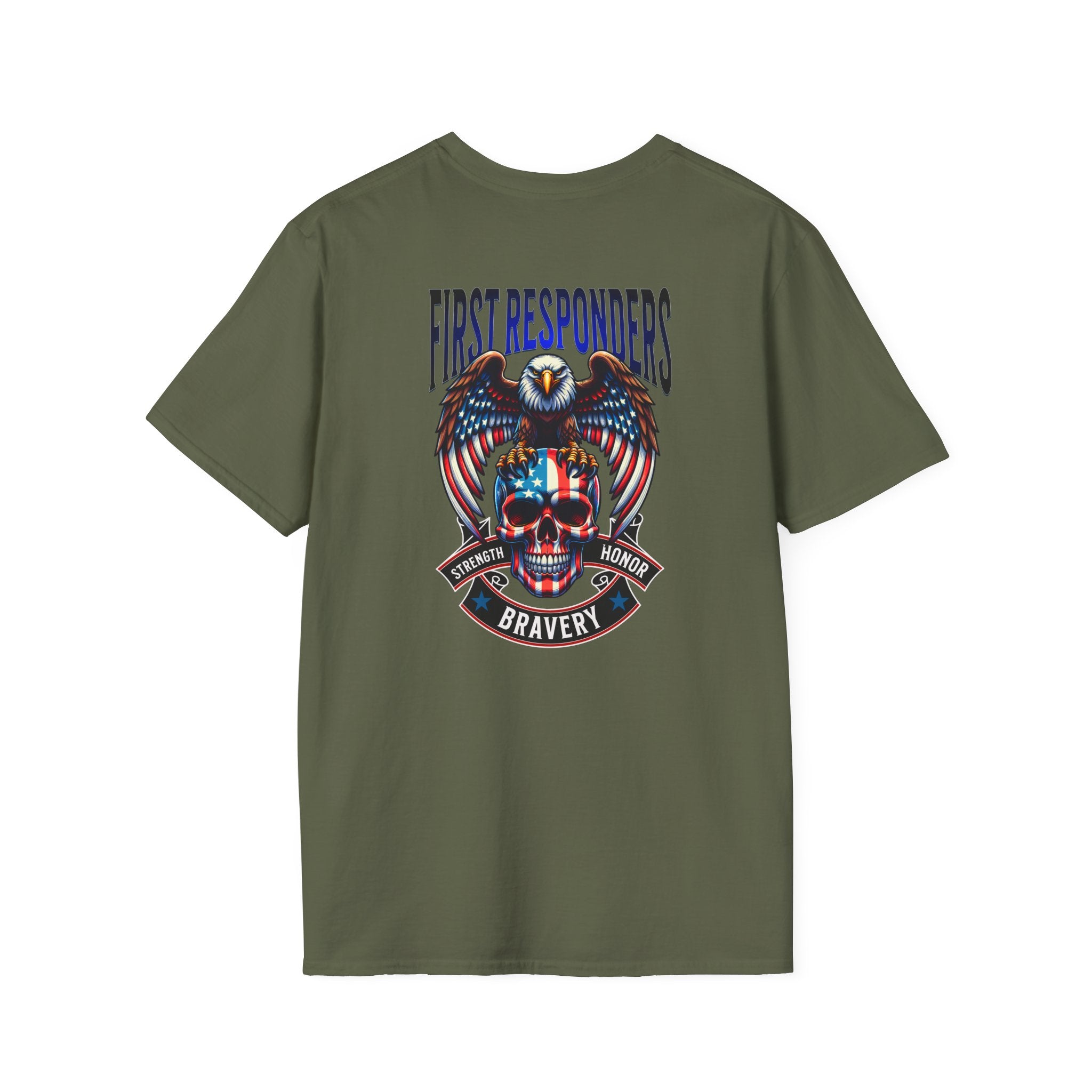 Skull American first responders Unisex Softstyle T-Shirt