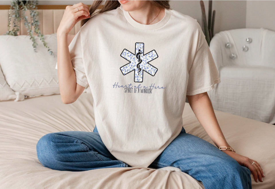 Floral EMS/EMT Heavy Cotton Tee