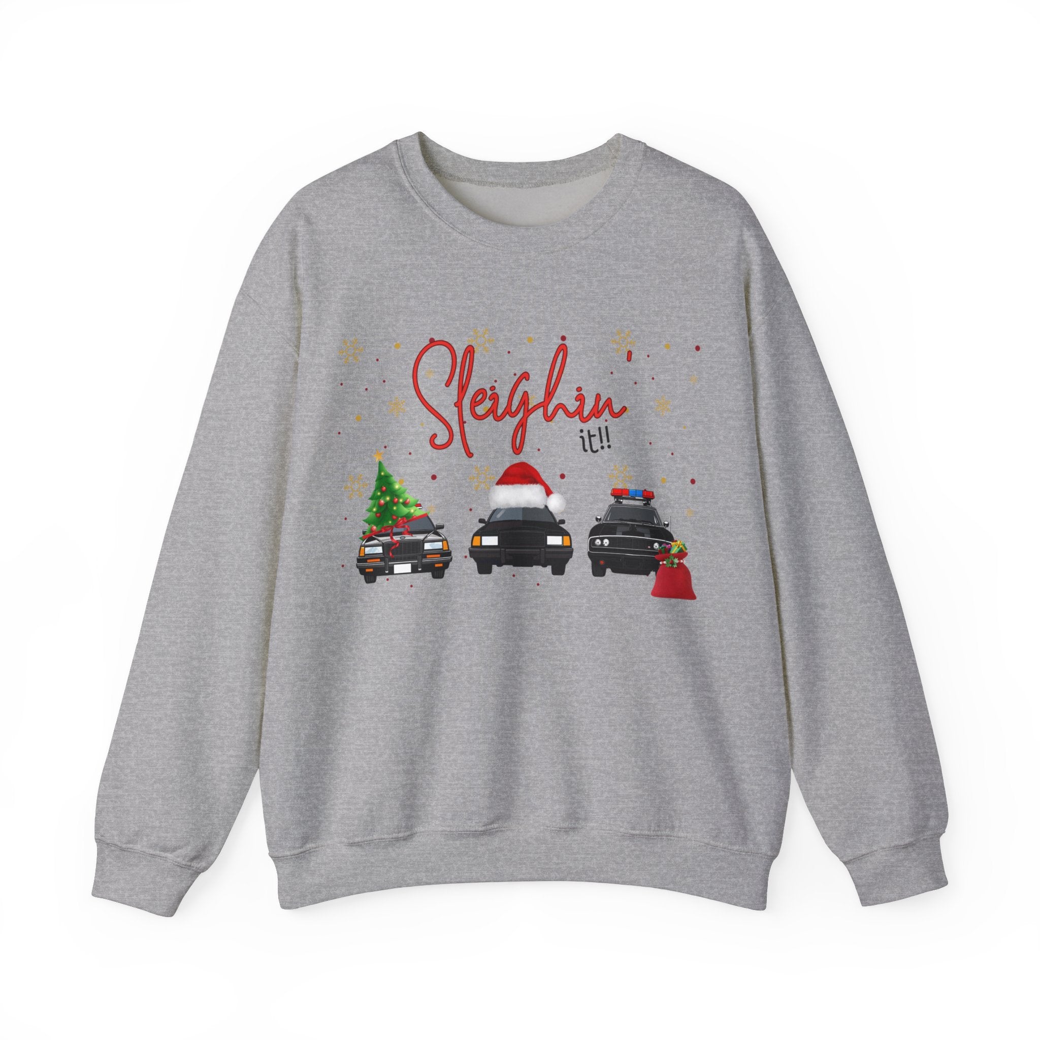 Sleighin it Unisex Heavy Blend™ Crewneck Sweatshirt Officer Christmas gift idea