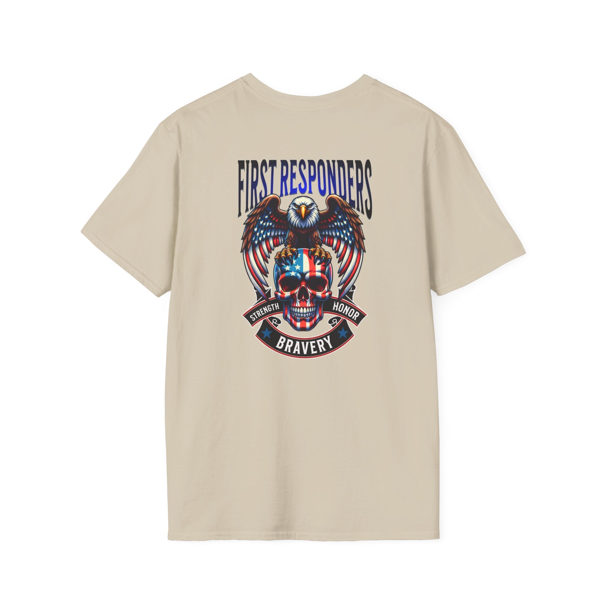 Skull American first responders Unisex Softstyle T-Shirt