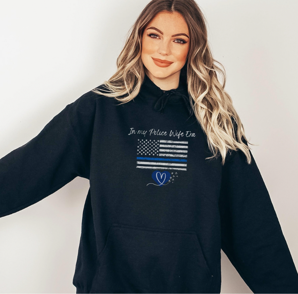 Police Wife Gift/ Police Wife Hoodie/ Blue Line Spouse Gift Front and back graphic