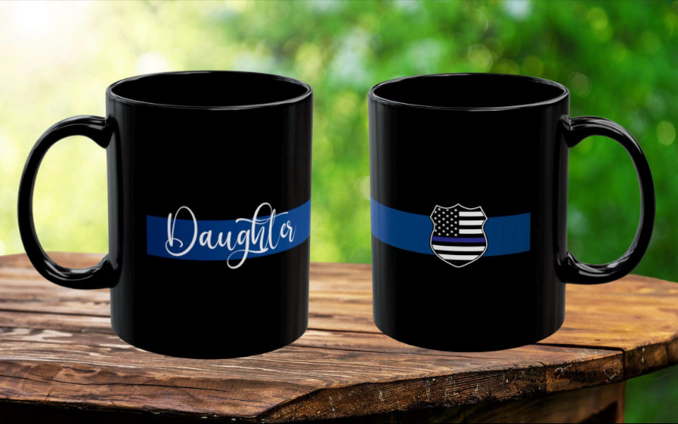 Daughter of Blue Black Mug (11oz) Thin Blue Line Gift Idea