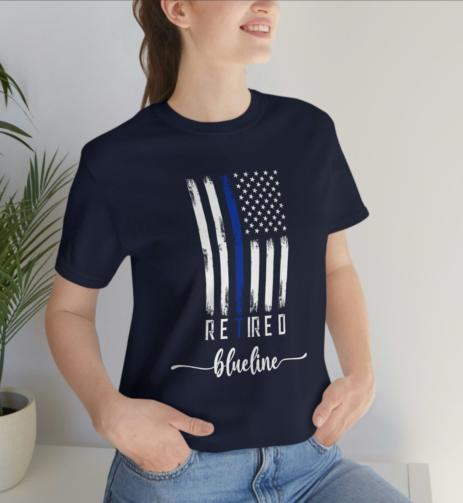 Retired Thin Blue Line Officer Unisex Jersey Short Sleeve Tee